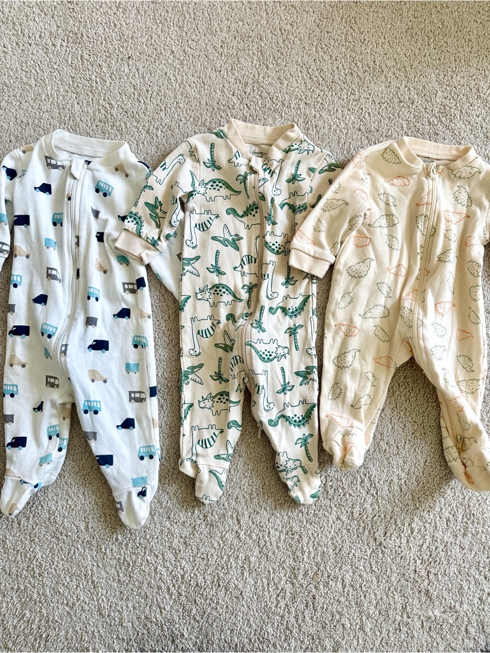 Bundle Set of 3 Double Zipper onesies